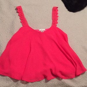 Hot pink flowy crop top